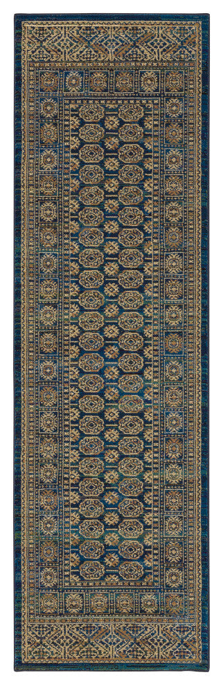 Oriental Weavers Ankara Indoor Rug Blue/ Gold 2'3" X 7'6"