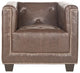 Tinely Club Chair Silver Nail Heads Antique Brown