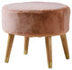 Solid Heavy Faux Fur Oval Ottoman, Burnt Orange