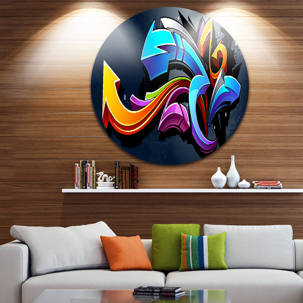 Direction Street Art, Graffiti Round Wall Art, 23"