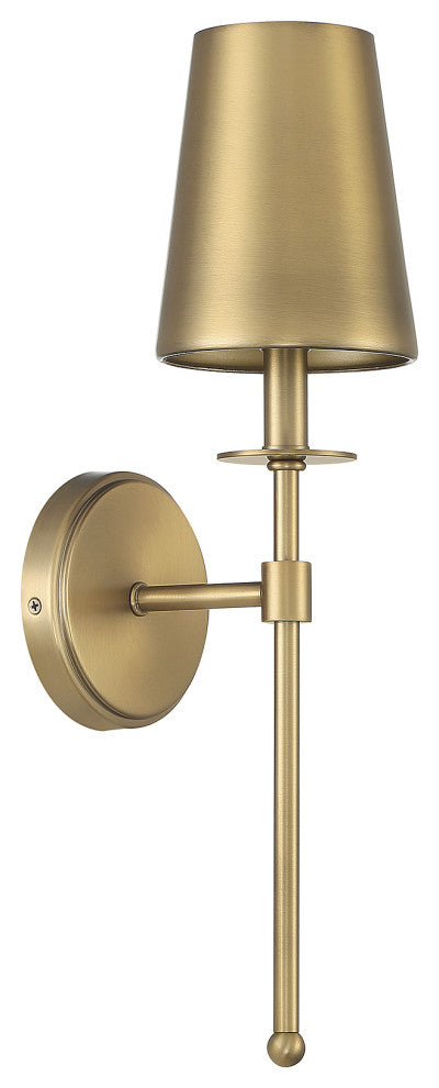 1-Light Wall Sconce, Matte Black, Natural Brass