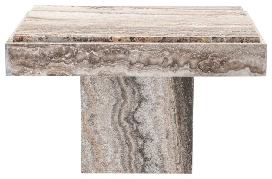 Silver Travertine Rectangular Side Table, Eichholtz Sartoria
