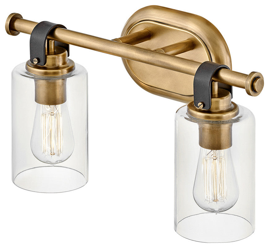 Hinkley Halstead Small Two Light Vanity, Heritage Brass