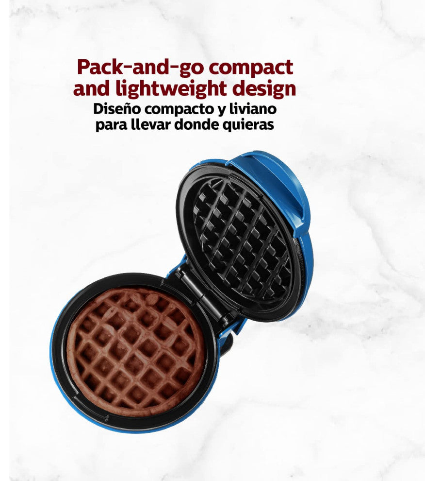 Personal Non-Stick Waffle Maker, Black - 4-inch Waffles in Minutes., Blue