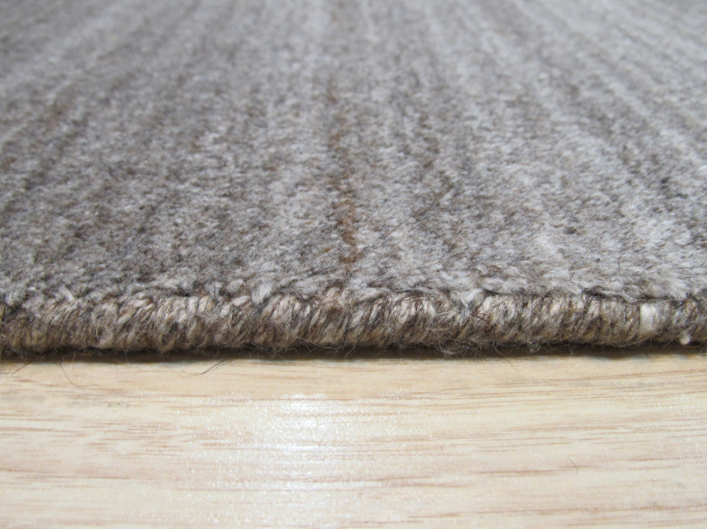 Brown/Gray Solid Handmade Urban Rug, 9'x12'