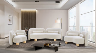 Daphne Upholstered Chair/Loveseat/Sofa, Cream, Boucle Fabric, Sofa