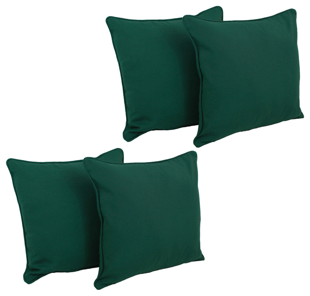 18" Double-Corded Solid Twill Square Throw Pillows, Set of 4, Forest Green