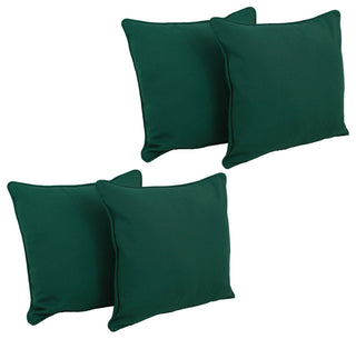 18" Double-Corded Solid Twill Square Throw Pillows, Set of 4, Forest Green