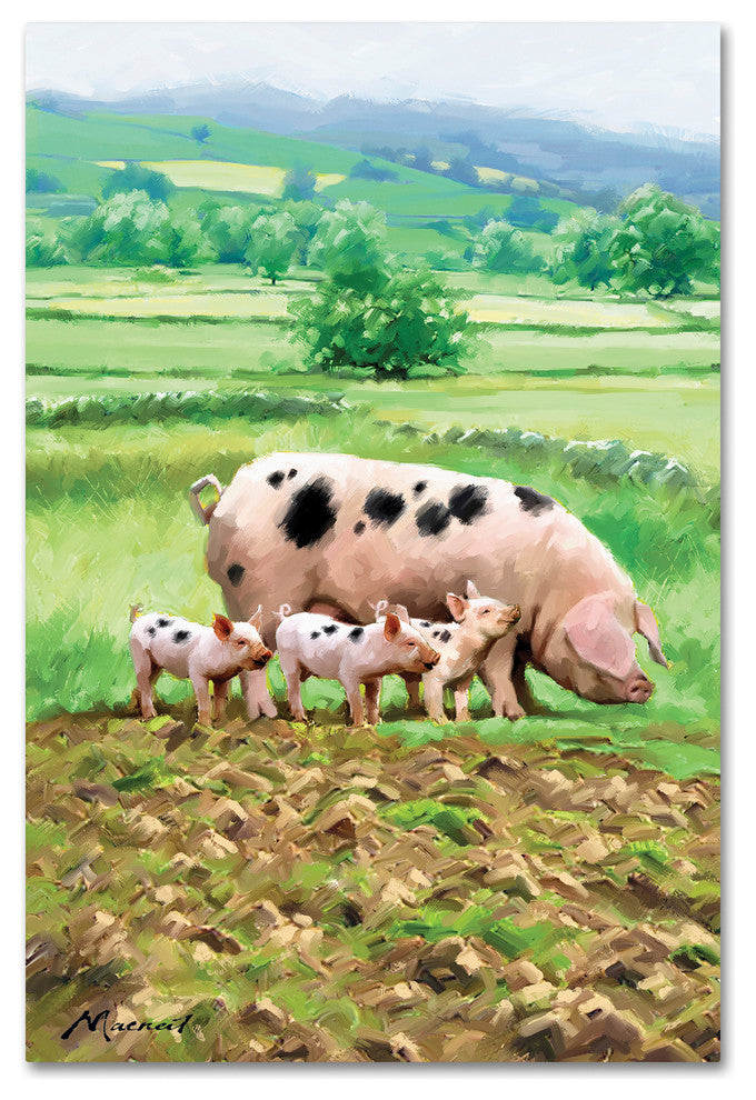 The Macneil Studio 'Pig and Piglets' Canvas Art, 47"x30"