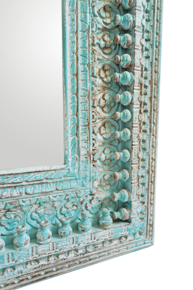 Blue Wash Carved Moulding Mirror