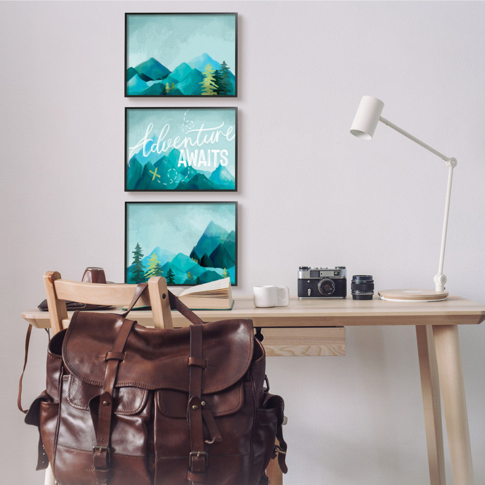 Icy Panoramic Adventure Awaits Outdoor Motivational Phrase, 3pc, each 14 x 11