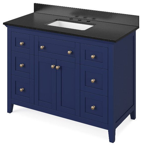 Chatham Traditional 48" Hale Blue Single Sink Vanity, Black Granite Vanity Top