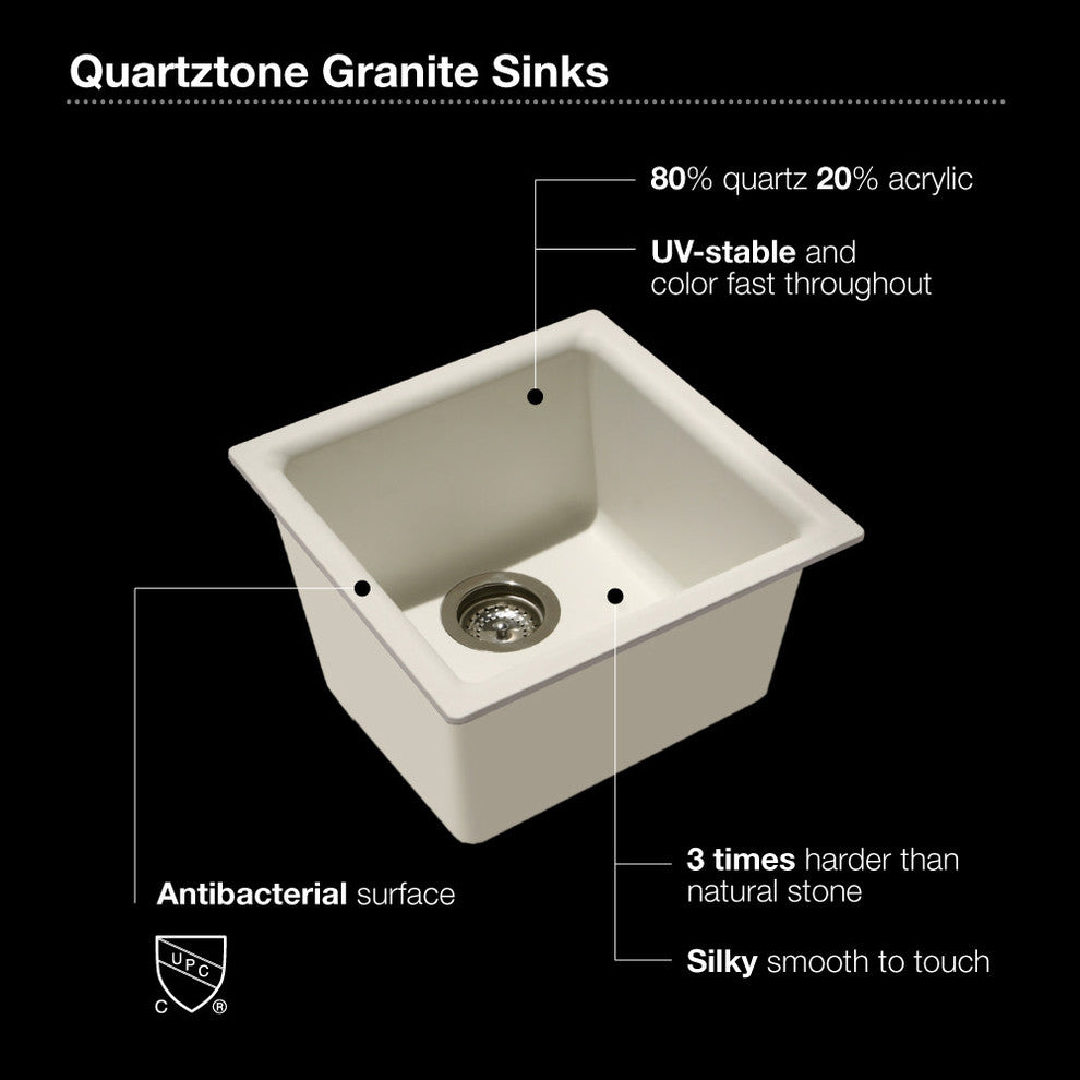 Houzer E-100 Quartztone 15-3/4" Undermount Single Basin Granite - Sand