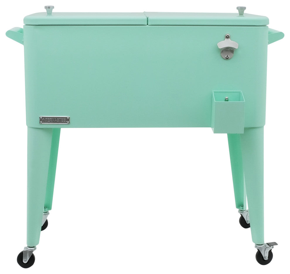 Permasteel 80 Quart Portable Rolling Patio Cooler, Mint