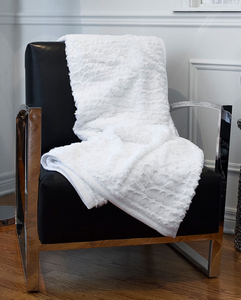50"x70" Faux Fur Throw, Ivory Mink