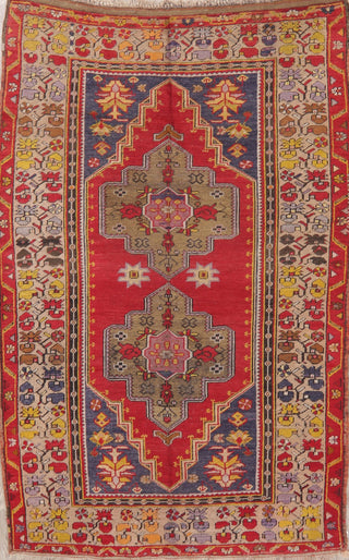 Consigned, Traditional Antique Oriental Hand-Knotted Turkish Area Rug, Red, 5x7