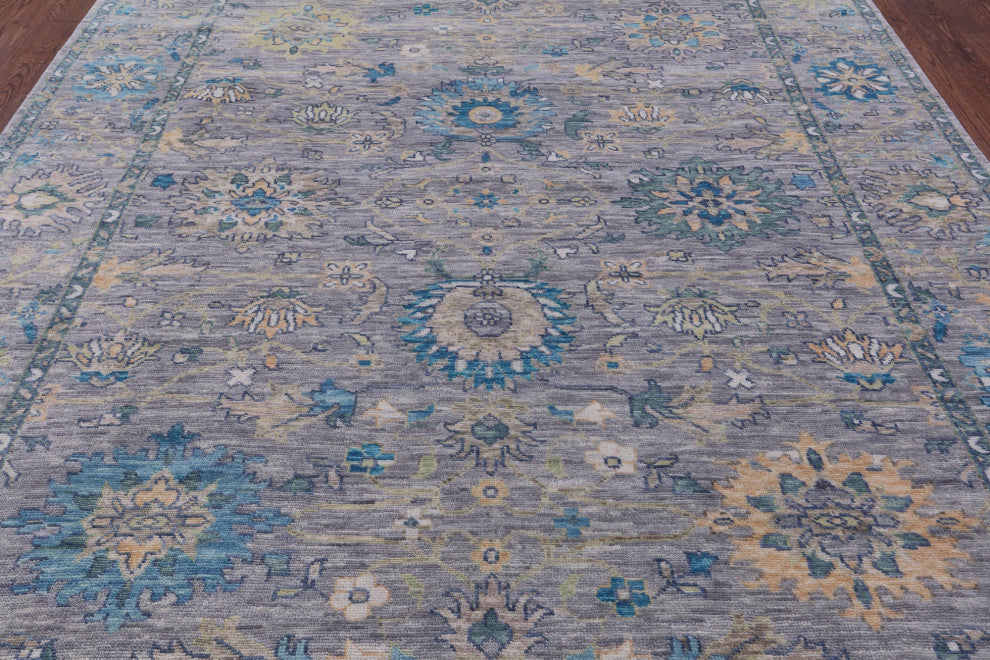 8' 11" X 11' 1" Hand Knotted Turkish Oushak Wool Rug - Q13365