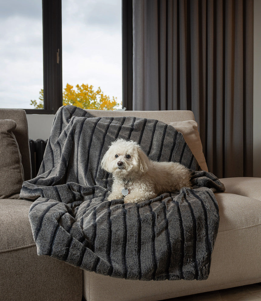 Couture Faux Fur Throw 50"x60", Glacier Gray
