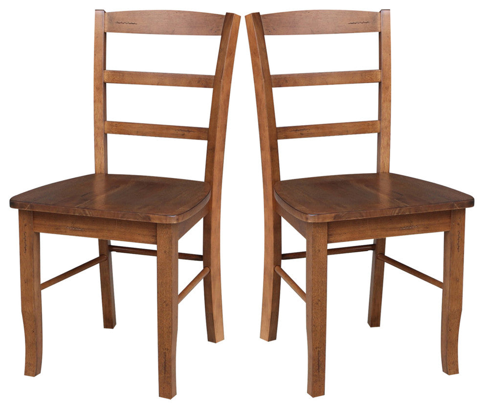 Set of Two Madrid Chairs, Distressed Oak