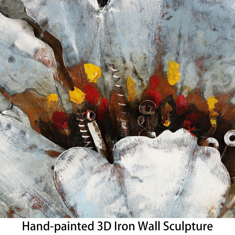 "Garden Rose" Mixed Media Iron Hand Painted Dimensional Wall Art Set of 2