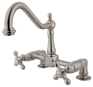Kingston Brass Two-Handle Bridge Kitchen Faucet, Brushed Nickel
