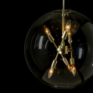 Sfera 6-Light Pendant, Modern Brass Finish, Clear Glass