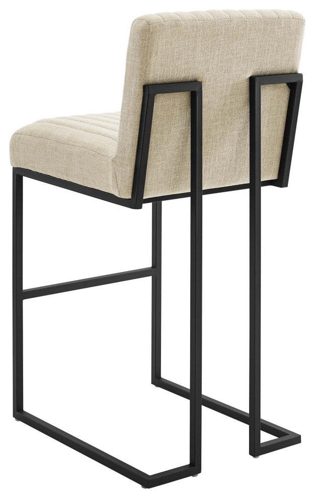 Tufted Bar Stool Chair Barstool, Fabric, Metal, Beige, Modern, Bar Pub Bistro