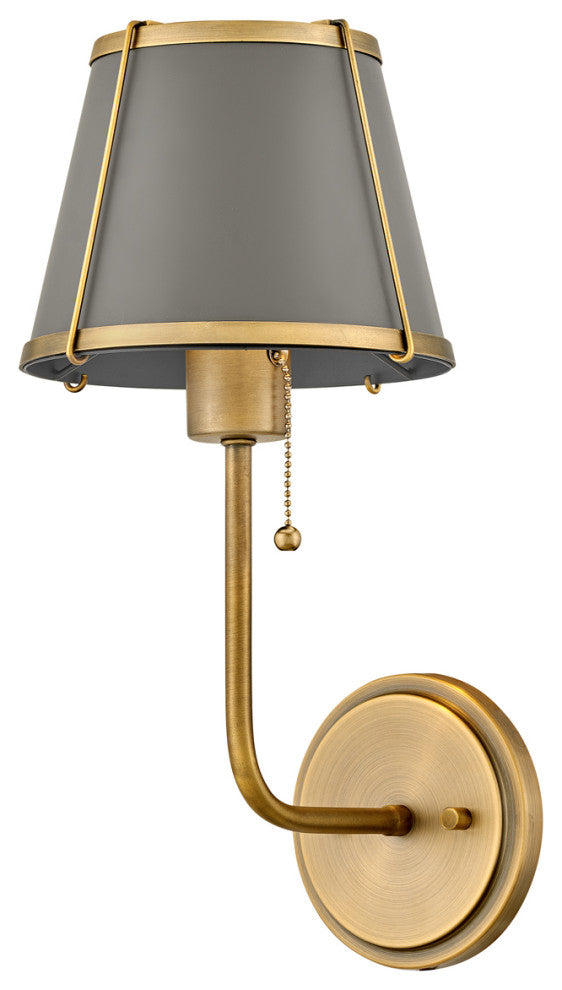 Hinkley Clarke 15.75" Wall Sconce, Dark Matte Grey + Lacquered Dark Brass