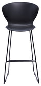 Midcentury Polypropylene Counter Stool With Metal Legs, Set of 2, Black, 30''