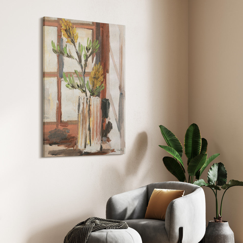 Timeless Serenity II" Gold Metallic Shagreen Wrapped Canvas Wall Art 48"x36"