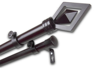 Lance 1" Double Curtain Rod, Mahogany, 120-170"
