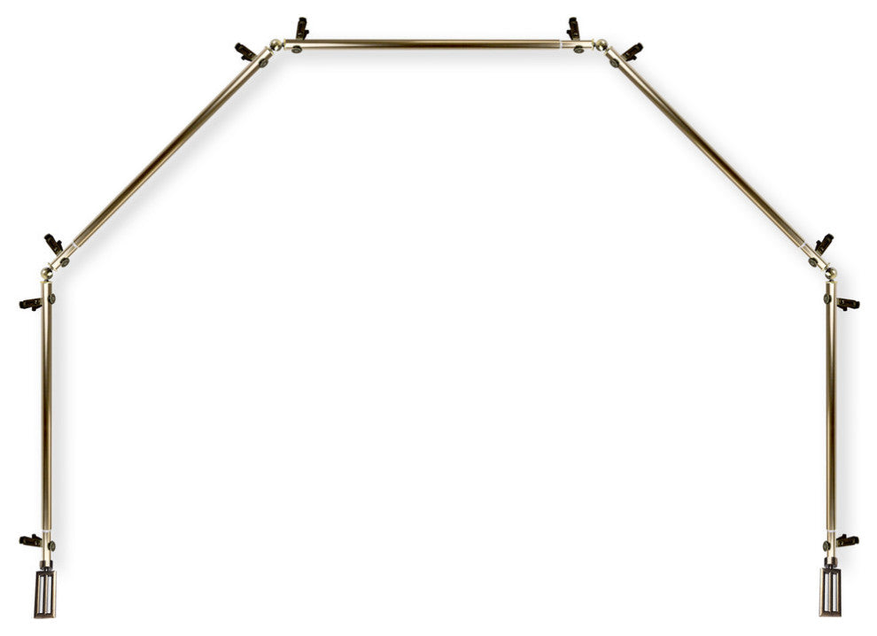 Mabel 13/16" 5-Sided Bay Window Curtain Rod, Antique Brass