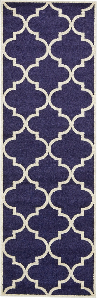Unique Loom Navy Blue Austin Trellis 2'' 7 x 8'' 0 Runner Rug