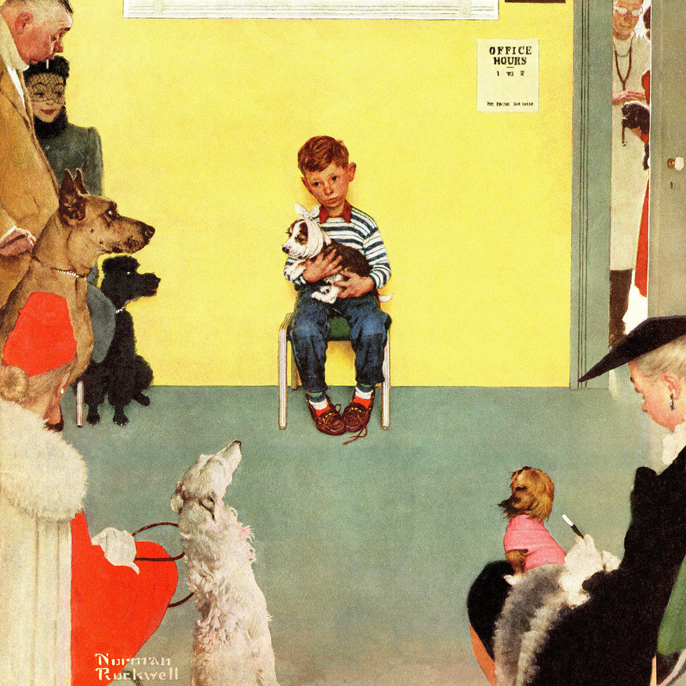 "At the Vets" Painting Print on Canvas by Norman Rockwell