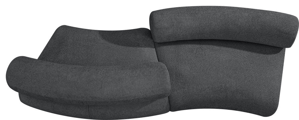 Bale Cream Chenille Fabric Modular Sofa, Gray, 2-Piece, S-Shaped
