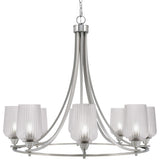 Paramount 8-Light Chandelier, Brushed Nickel, 5" Silver Textured Glass