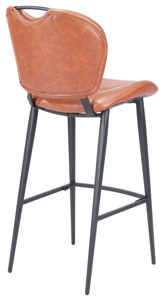 Bar Stool Chair Barstool, Faux Vinyl Leather, Steel, Vintage Brown, Black, Cafe