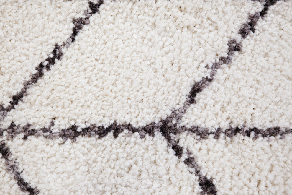 Oasis Cosima White and Dark Gray Polyester Area Rug