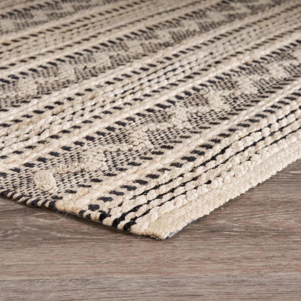 8"x10" Black and Blush Chevron Stripe Area Rug