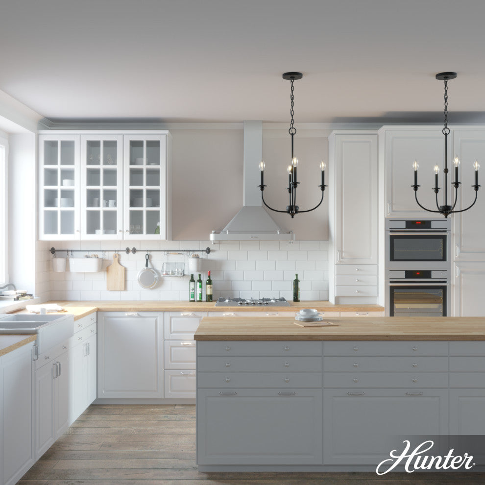 18" Southcrest Flat Matte Black 4 Light Chandelier Light