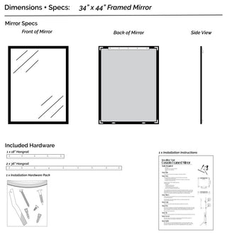 Ellis Framed Wall Mirror, Brushed Chrome, 34"x44"