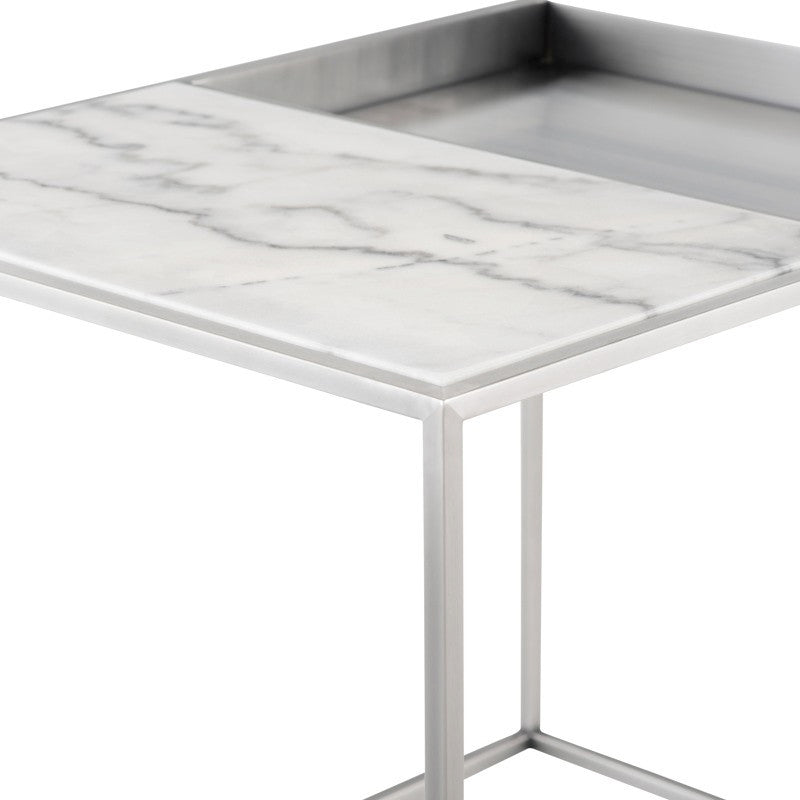 Corbett White Stone Side Table, HGNA525