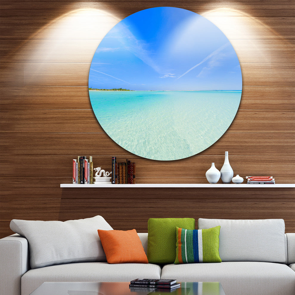 Tropical Beach In Cayo Largo Island, Seascape Disc Metal Wall Art, 11"