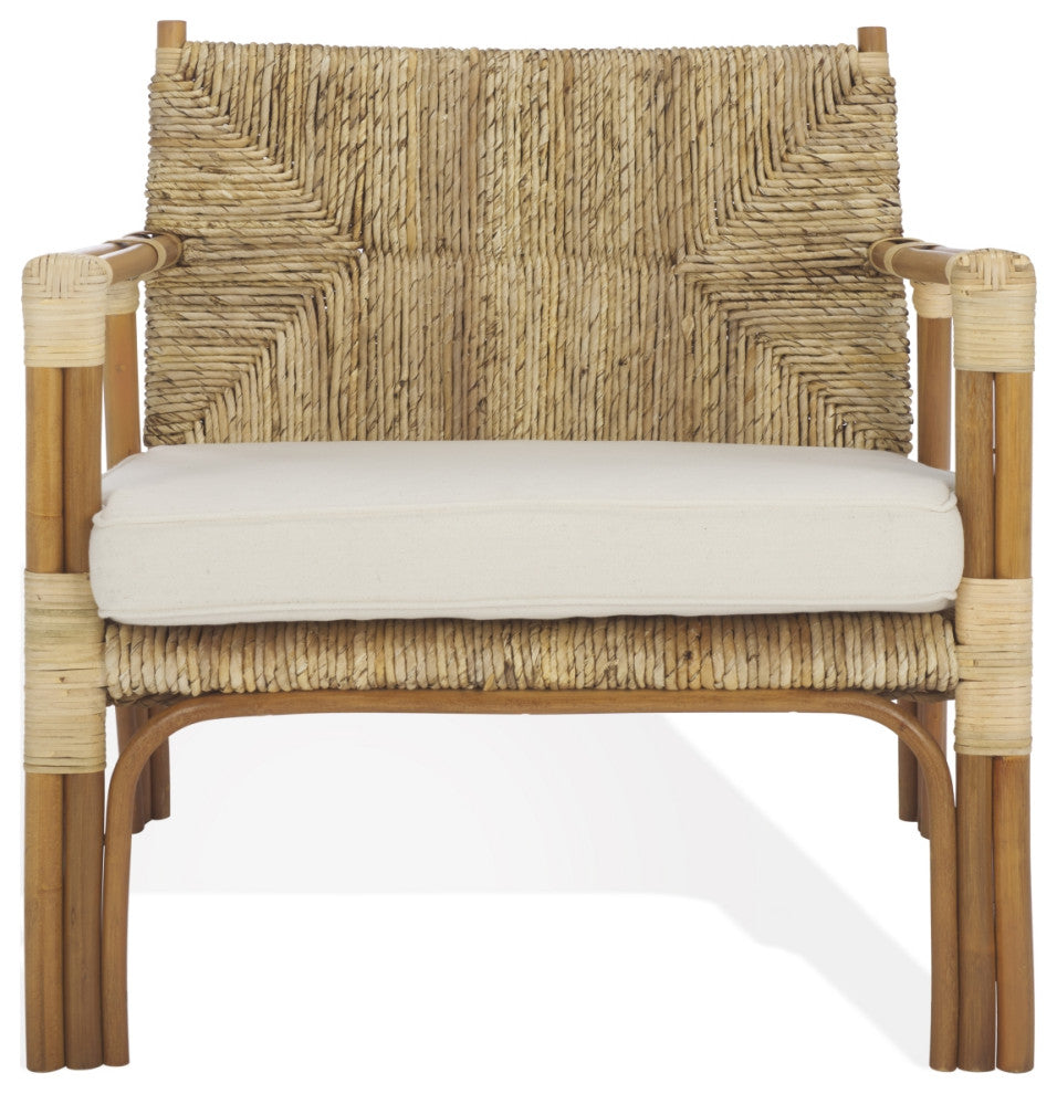 Safavieh Couture Elexa Banana Weaving Accent Chair, Natural/White