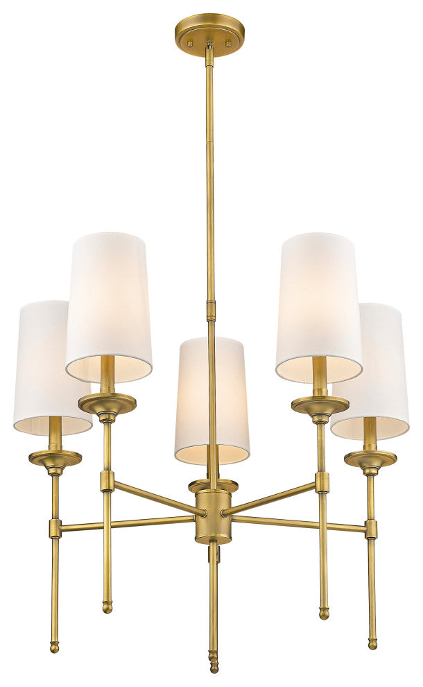Emily Five Light Chandelier, Rubbed Brass