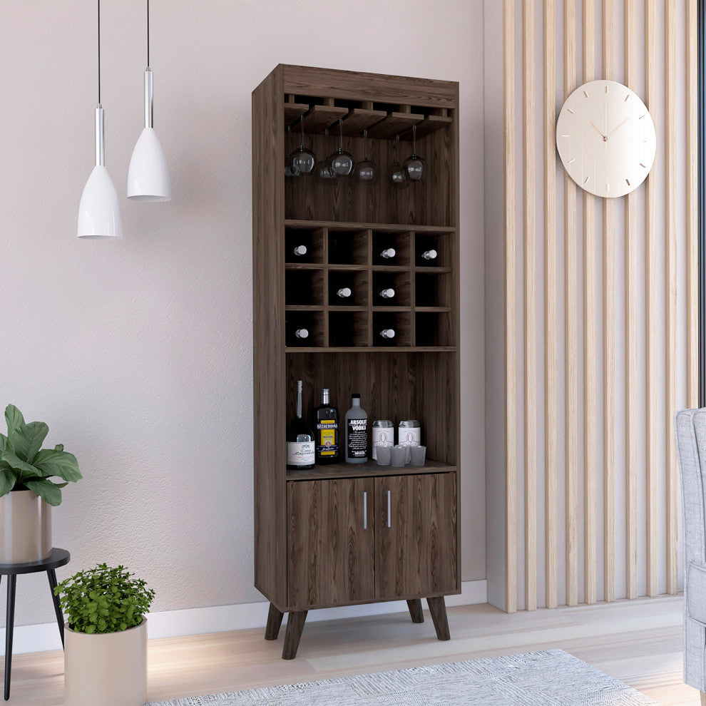 DEPOT E-SHOP Harvey Bar Cabinet, Dark Walnut