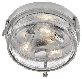 Hinkley Harper Medium Flush Mount, Brushed Nickel With Clear Seedy Glass