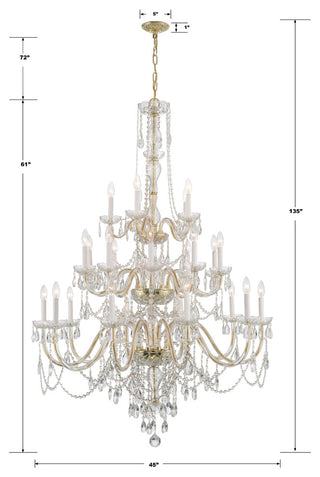 Traditional Crystal 25-Light Polished Brass Chandelier