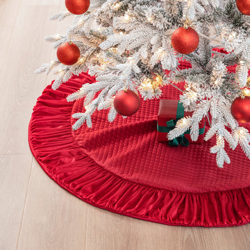 48''D Velvet Ruffled Christmas Tree Skirt