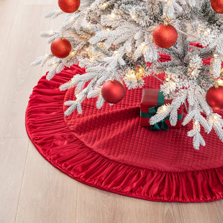 48''D Velvet Ruffled Christmas Tree Skirt